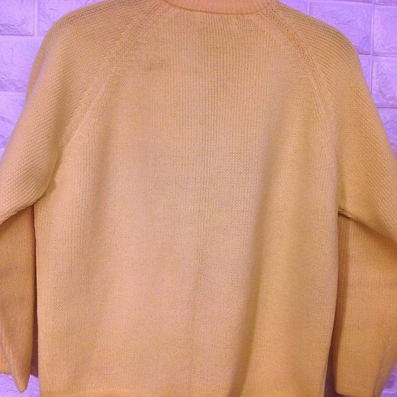 Vintage 50s-60s Cardigan Yellow Diamond Knit - Picture 10 of 13